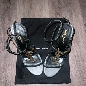 Saint Laurent Black and Gold Heels